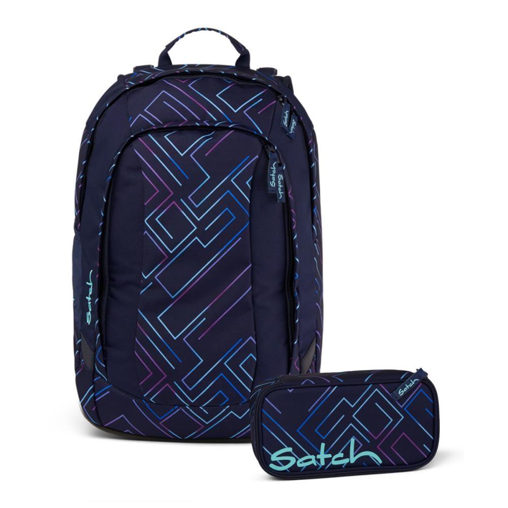 Satch Air Purple Laser Schulrucksack Set 2tlg.