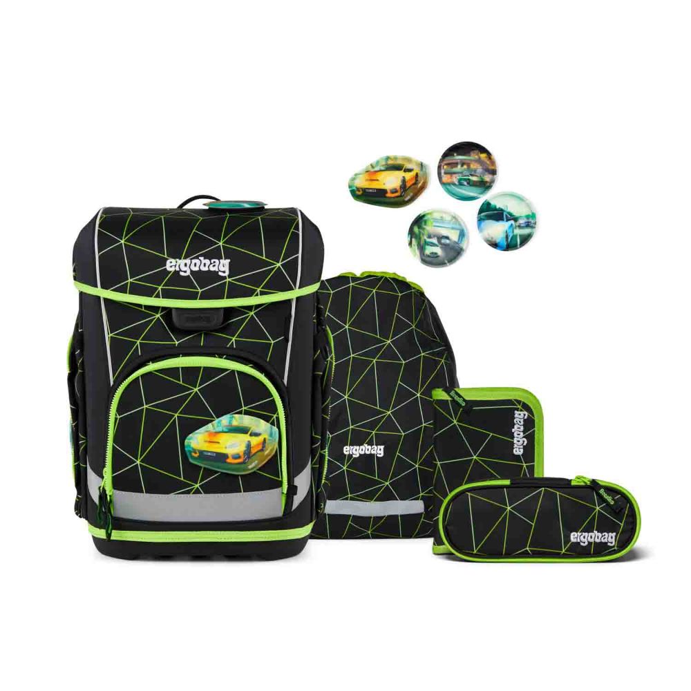 Ergobag Cubo Light CyBär Race Color Flash Edition Schulranzen Set 5tlg.
