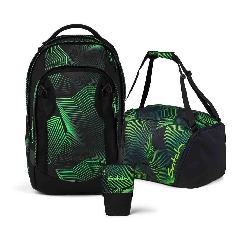 Satch Match Plus Seismic Green Pencil Slider Edition Schulrucksack Set 3tlg.