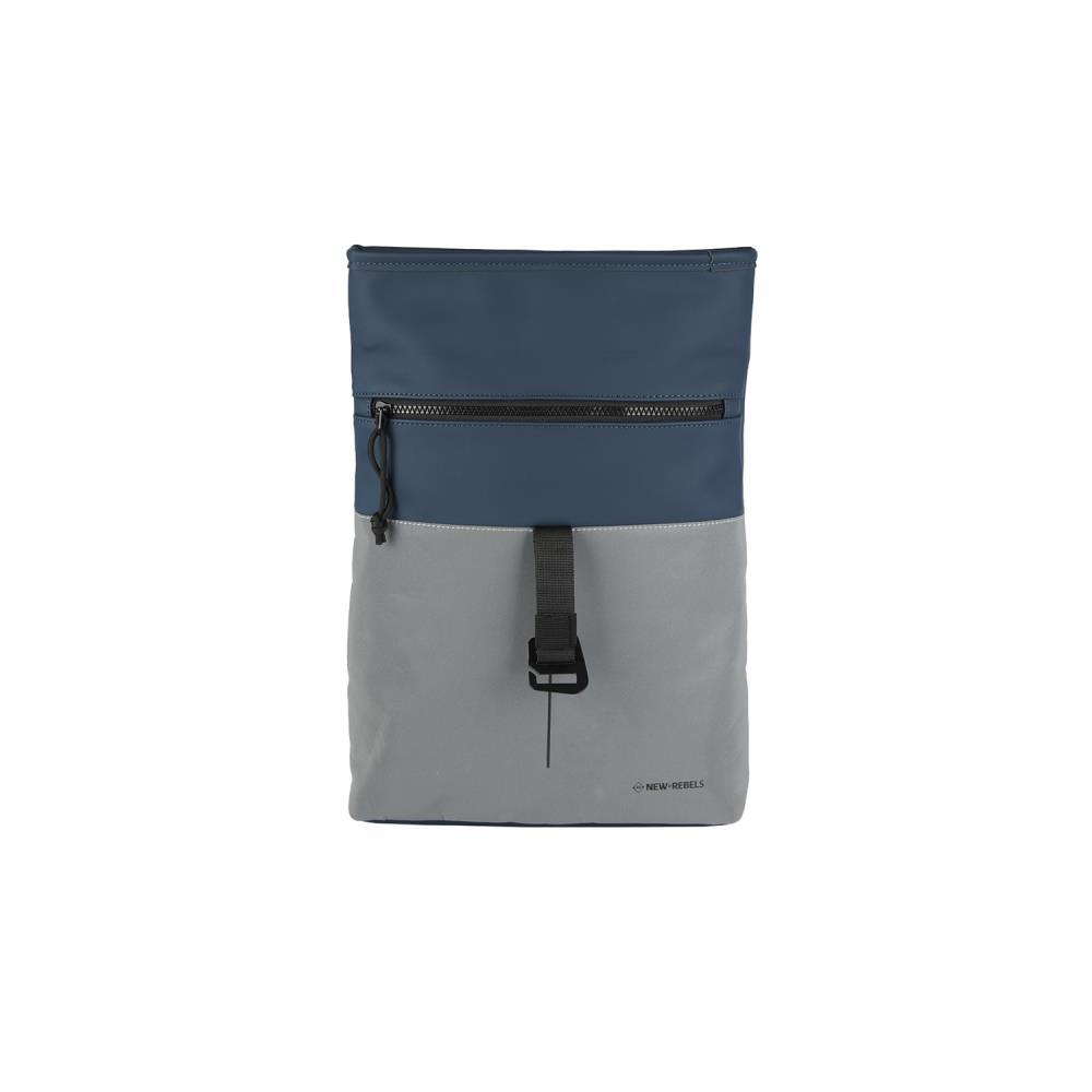 New Rebels Bowie New York Reflective Navy Mini Rolltop Rucksack