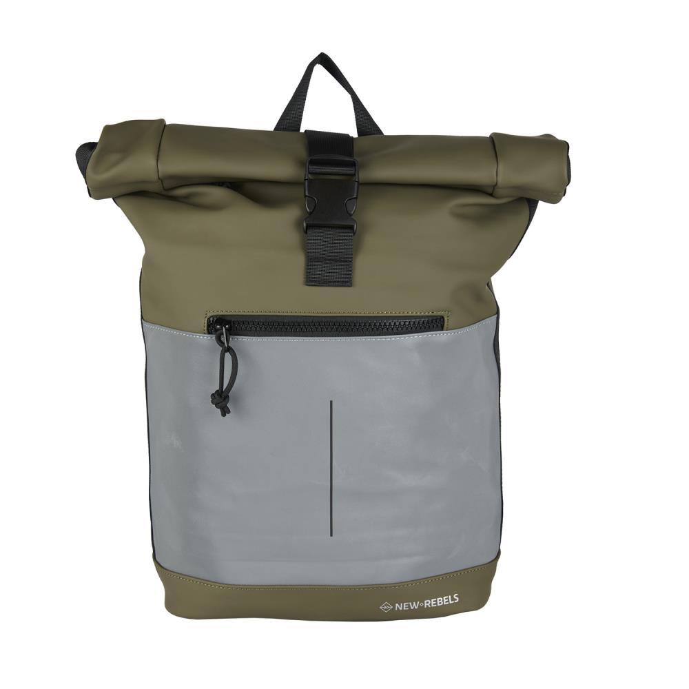 New Rebels Bowie New York Reflective Olive Rolltop Rucksack