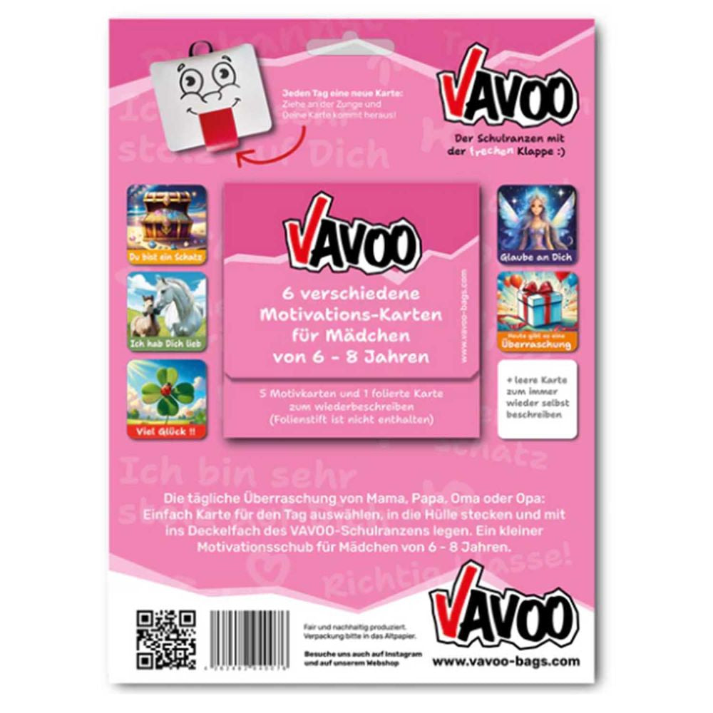 Vavoo Freche Klappe Pink Motivationskarten Set 5tlg.