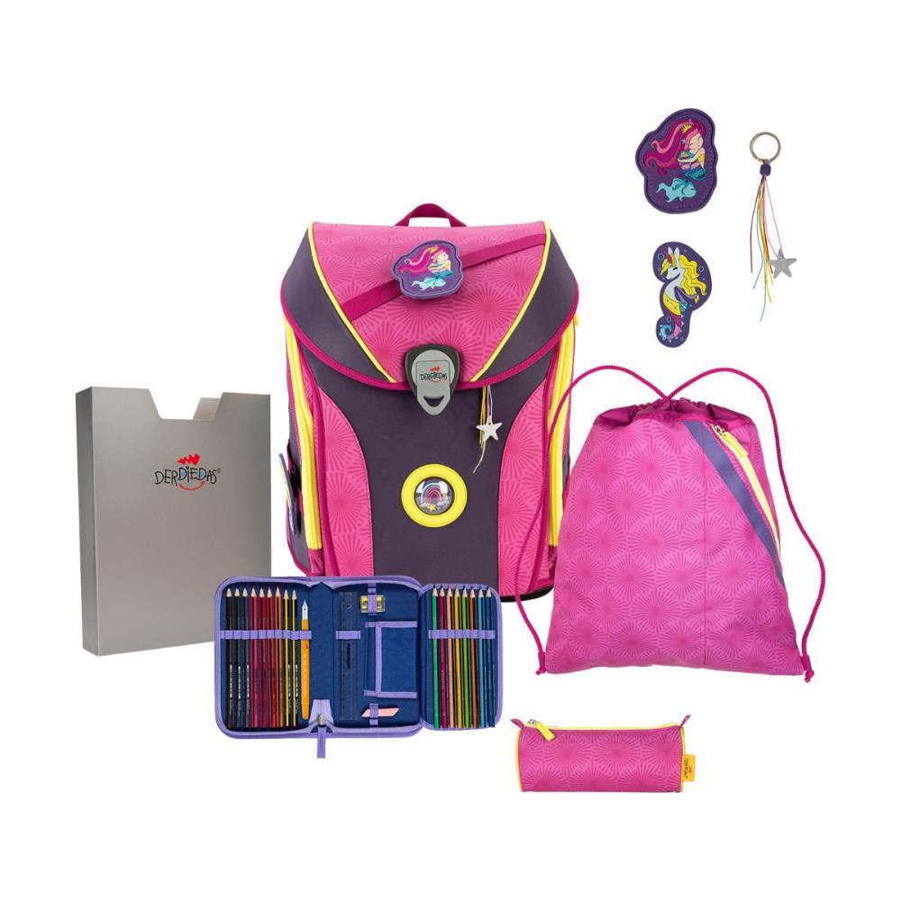 DerDieDas ErgoFlex MAX SUPERFLASH Limited Edition Pink Mermaid Schulranzen Set 5tlg.