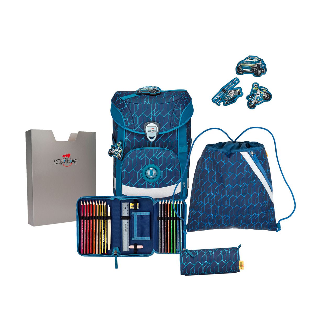 DerDieDas ErgoFlex Easy Blue Speed Schulranzen Set 5tlg.
