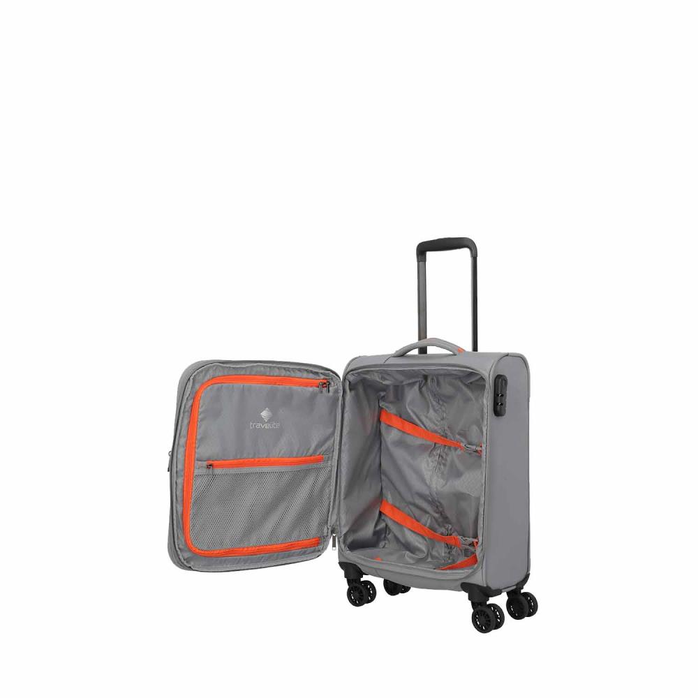 Travelite Umbria Smoky Grey 4 Doppelrollen Trolley S 55 cm