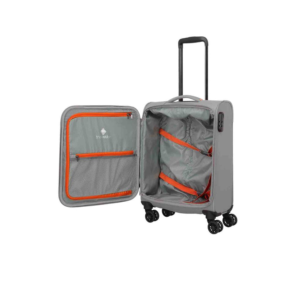 Travelite Umbria Smokey Grey 4 Doppelrollen Trolley S 55 cm