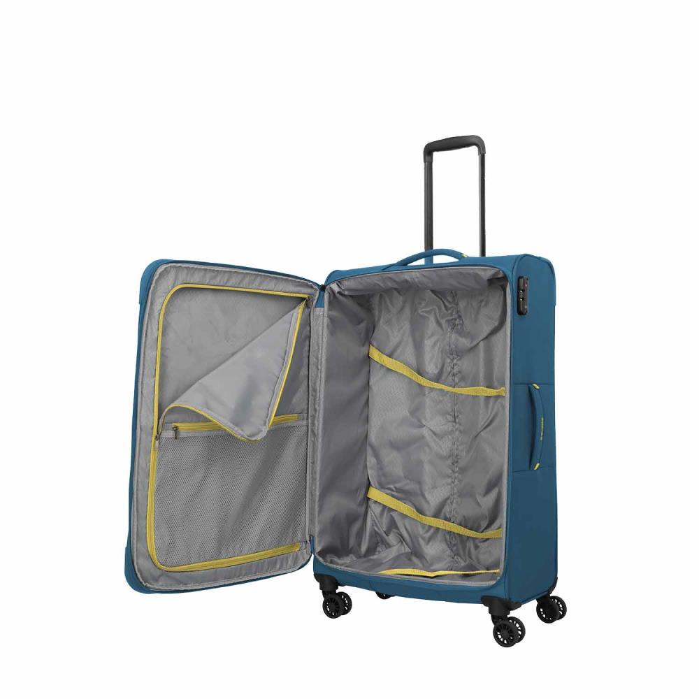 Travelite Umbria Petrol 4 Doppelrollen Trolley L 77 cm