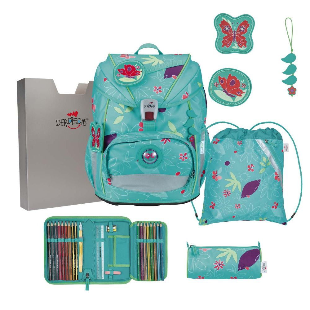 DerDieDas ErgoFlex Light Butterfly Garden Schulrucksack Set 5tlg.
