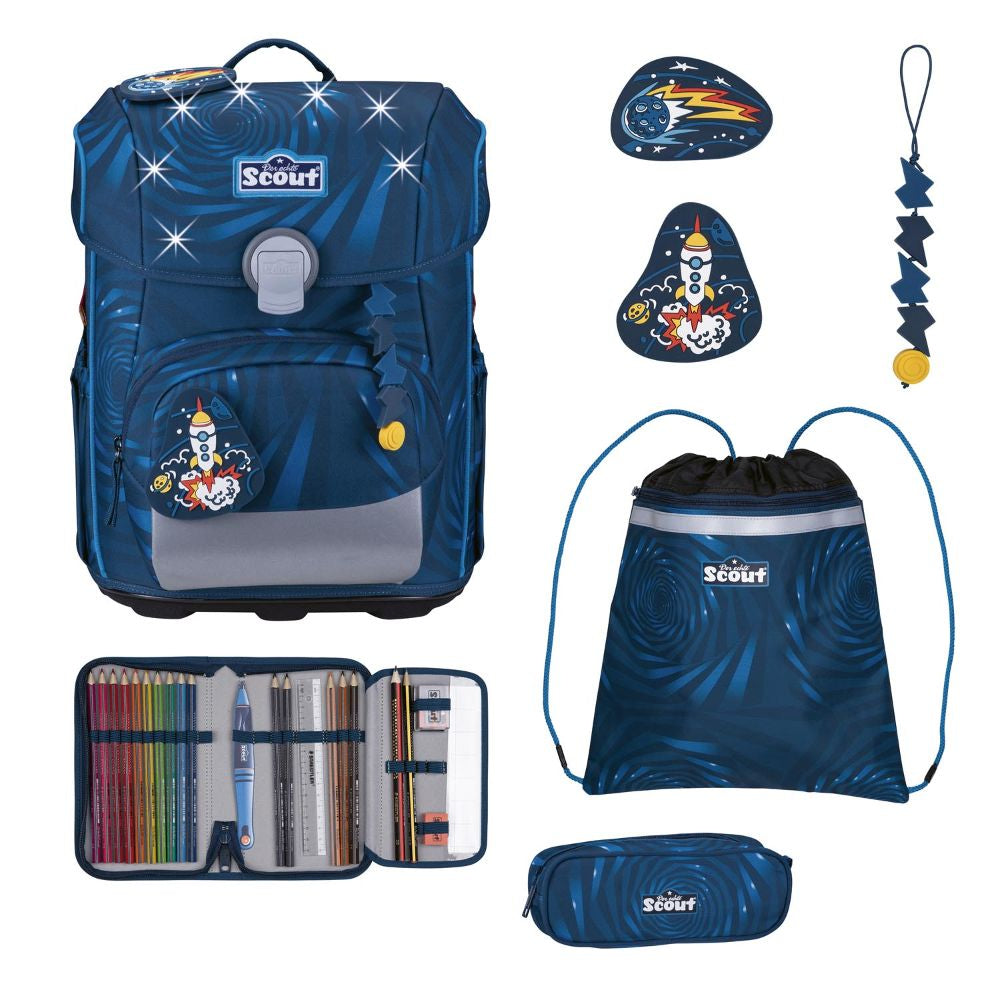 Scout Exklusiv LED Neo Rocket Rider Schulranzen Set 4tlg.