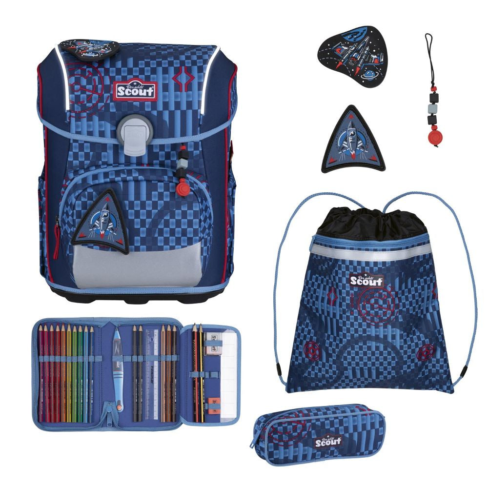 Scout Exklusiv Neo Safety Light Space Explorer Schulranzen Set 4tlg.