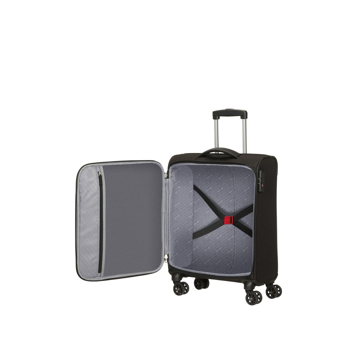 American Tourister Fun Cruise Black Red 4 Doppelrollen Trolley S 55cm