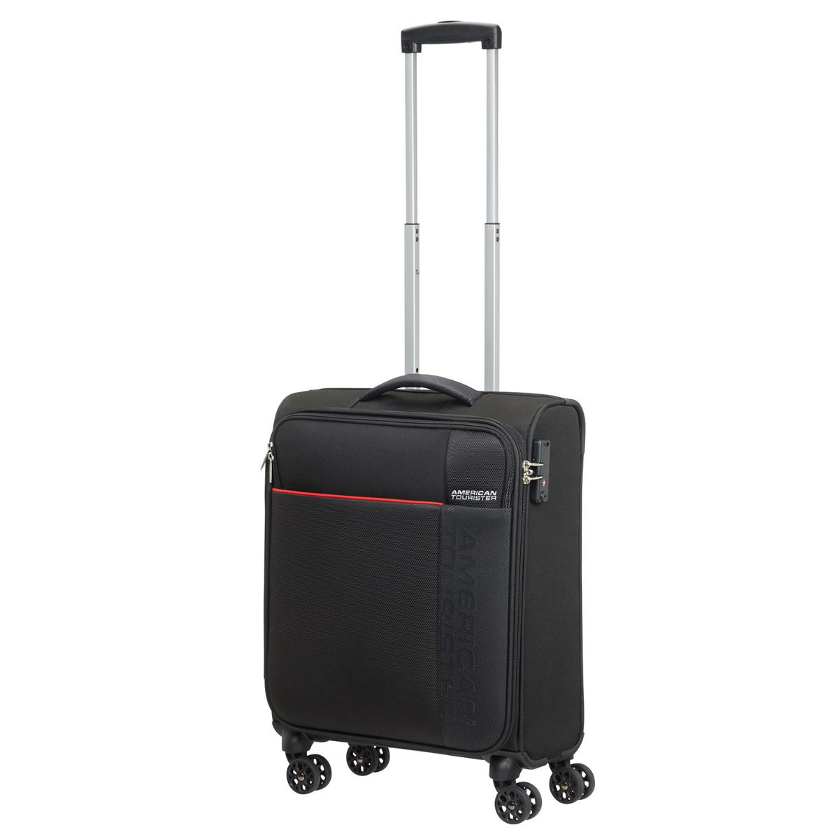 American Tourister Fun Cruise Black Red 4 Doppelrollen Trolley S 55cm