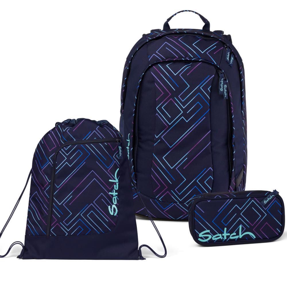 Satch Air Purple Laser Schulrucksack Set 3tlg.