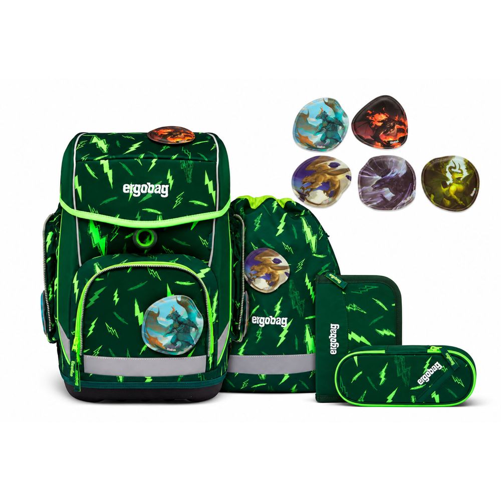Ergobag Cubo Light Feuerspucktroll Schulranzen Set 6tlg.