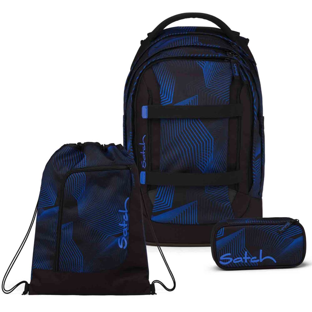Satch Pack Seismic Blue Schulrucksack Set 3tlg.