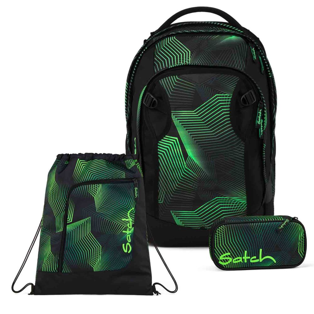 Satch Match Plus Seismic Green Schulrucksack Set 3tlg.