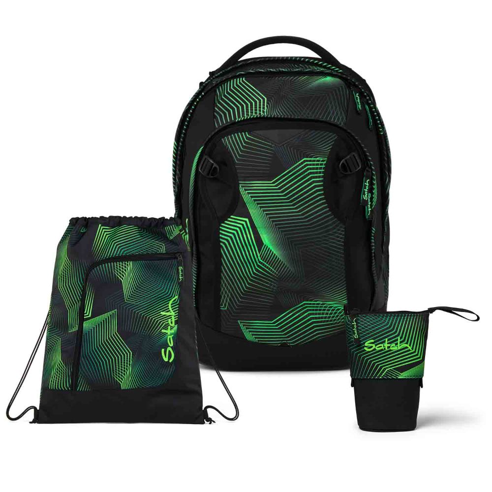 Satch Match Plus Seismic Green Pencil Slider Light Edition Schulrucksack Set 3tlg.