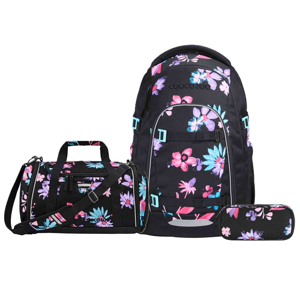 Coocazoo Mate Floral Artnight Schulrucksack Set 3tlg.