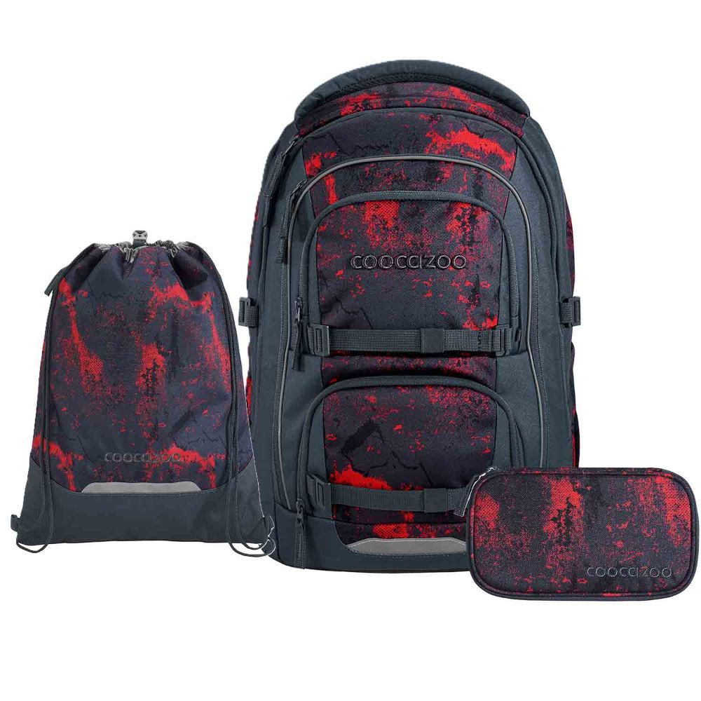 Coocazoo Porter Broken Black Schulrucksack Set 3tlg.