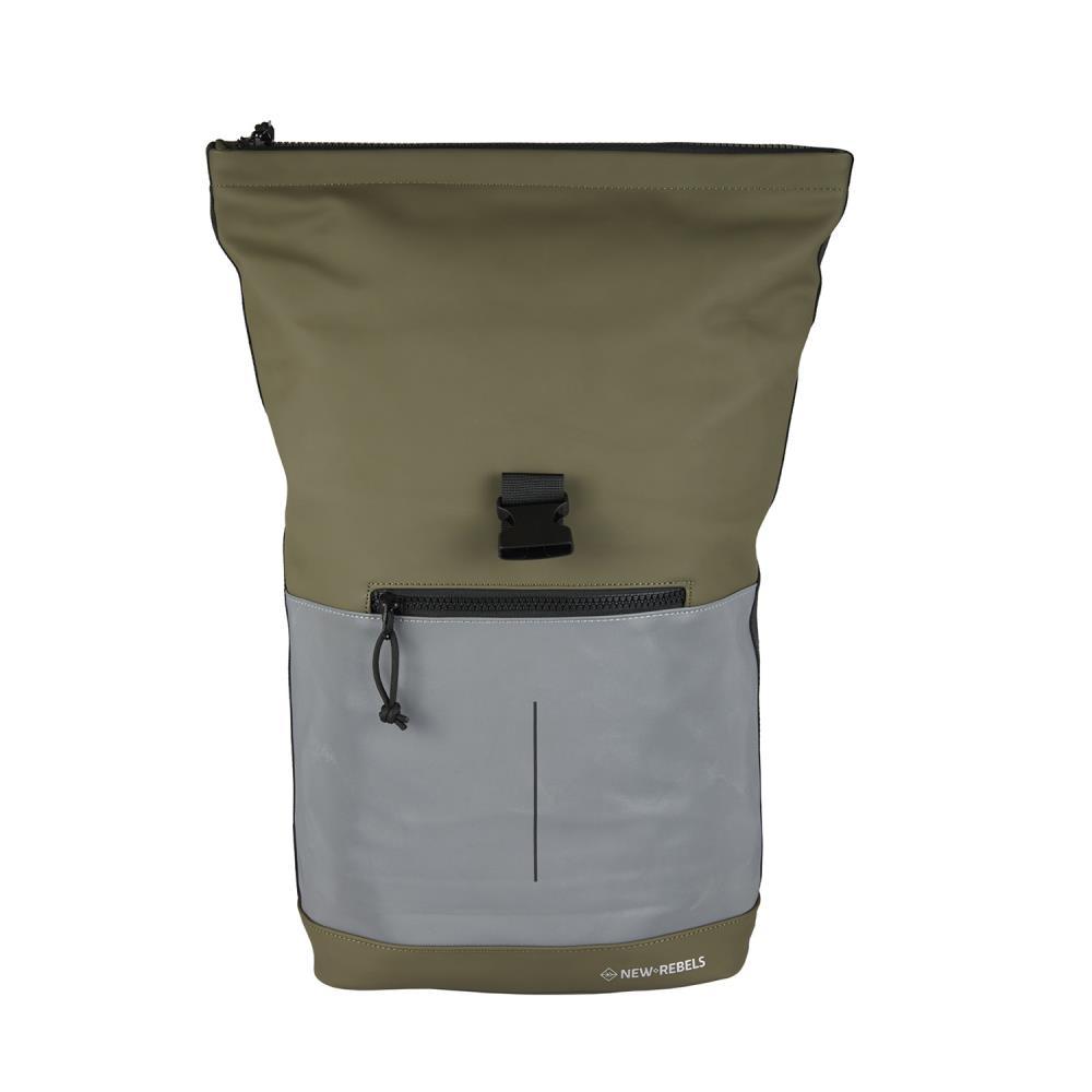 New Rebels Bowie New York Reflective Olive Rolltop Rucksack