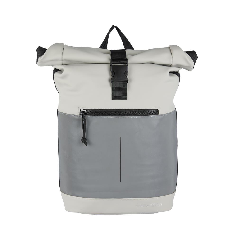 New Rebels Bowie New York Reflective Light Grey Rolltop Rucksack