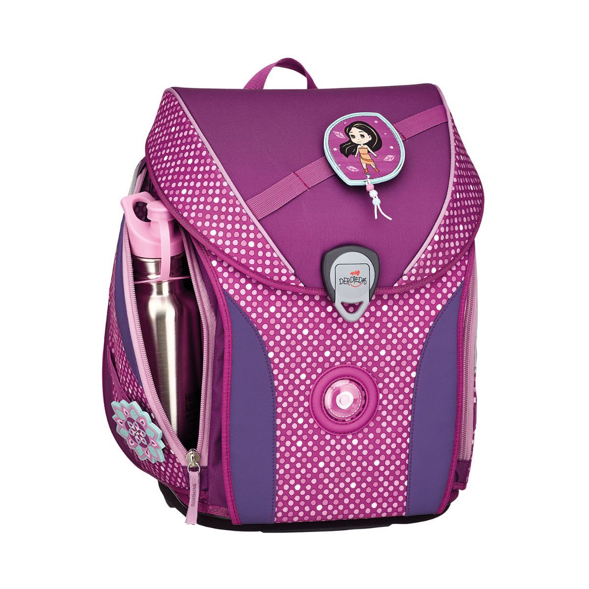 DerDieDas ErgoFlex MAX BUTTONS Purple Dots Schulranzen Set 5tlg.