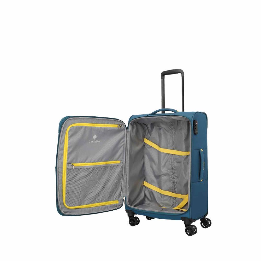 Travelite Umbria Petrol 4 Doppelrollen Trolley M 67 cm