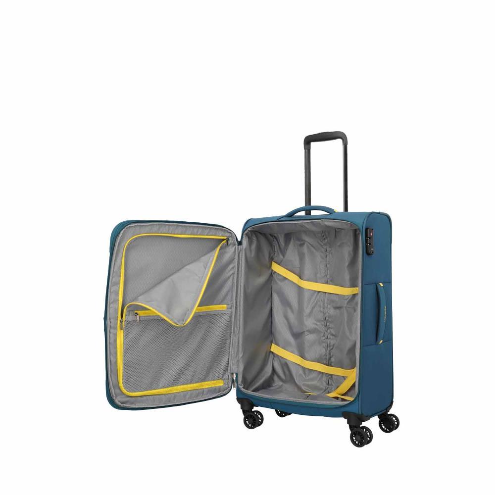 Travelite Umbria Petrol 4 Doppelrollen Trolley M 67 cm