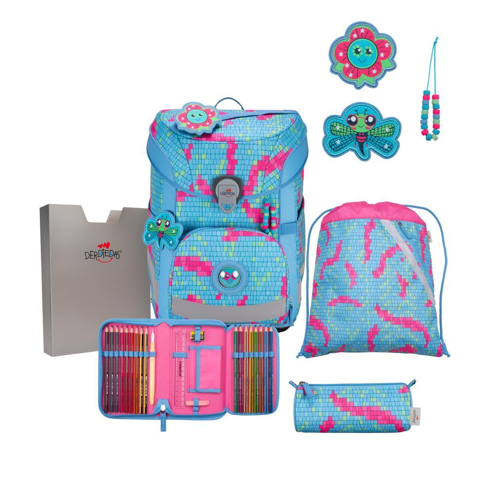 DerDieDas ErgoFlex Easy Happy Pixel Schulranzen Set 5tlg.