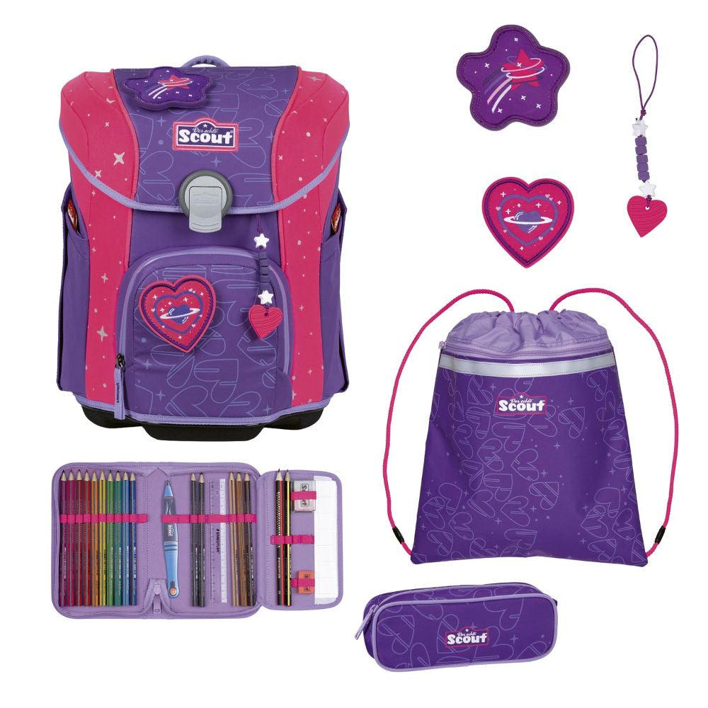 Scout Exklusive Superflash Extreme Micro Heartbeat Schulranzen Set 4tlg.