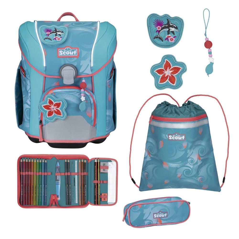 Scout Exlusiv Micro Safety Light Aloha Schulranzen Set 4tlg.