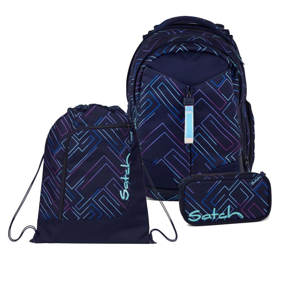 Satch Match Purple Laser Schulrucksack Set 3tlg.