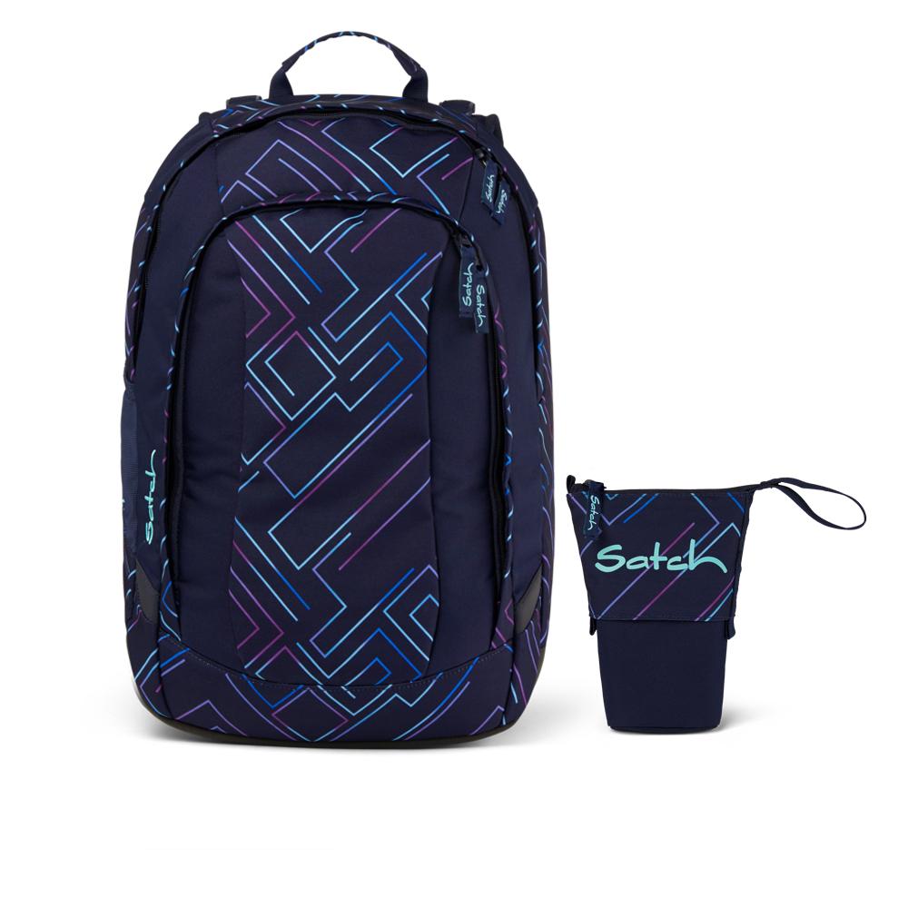 Satch Air Purple Laser Schulrucksack Set 2tlg.