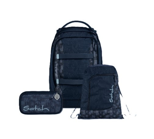 Satch Pack Recoded Cyber Blue Special Schulrucksack Set 3tlg.