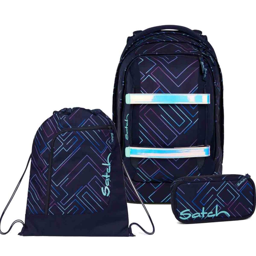 Satch Pack Purple Laser Schulrucksack Set 3tlg.